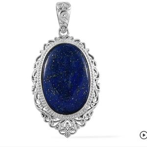 🆕️Lapis Lazuli (Oval 30x15) Solitaire Pendant in Platinum Over Copper 23.90 ctw